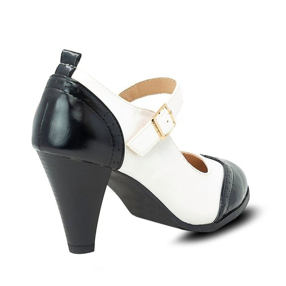 Chase + Chloe Shoes Womens Blackwhite Two Tone Mary Jane Chase + Chloe Shoes Womens Blackwhite Two Tone Mary Jane